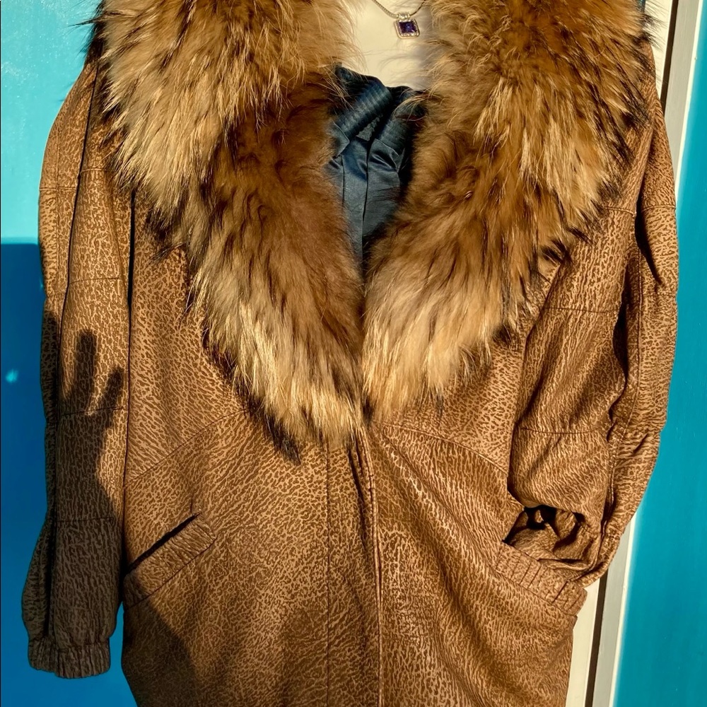 Women’s Vintage Real Norwegian Fox & Leather Coat